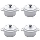 Conjunto 04 Mini Caçarola de Porcelana Branca 150ml Wolff