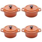 Conjunto 04 Mini Caçarola De Porcelana Laranja 150ml Wolff