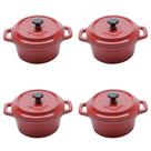 Conjunto 04 Mini Caçarola De Porcelana Vermelha 150ml Wolff