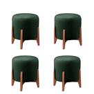 Conjunto 04 Puff Redondo Thor Banqueta Pés Madeira Catânia