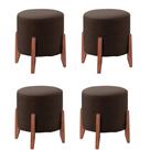 Conjunto 04 Puff Redondo Thor Linho Sala de TV Straso
