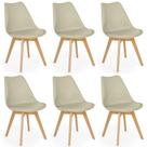 Conjunto 06 Cadeiras Eames Wood Leda Design - Nude