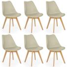 Conjunto 06 Cadeiras Eames Wood Leda Design - Nude