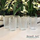 Conjunto 06 Copos Bico de Abacaxi com Filete de Ouro 330ml