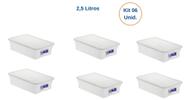 Conjunto 06 Potes Caixa Organizadora 2,5 Lts C/ Tampa Freezer Açougue Padaria Lanchonete ref 379