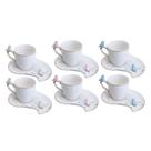 Conjunto 06 Xícaras De Café De Porcelana Cute Birds Design Plate 90 Ml Wolff