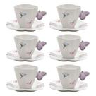 Conjunto 06 Xícaras De Chá De Porcelana Borboletas 200ml Wolff Conjunto 06 Xícaras De Chá De Porcelana Borboletas 200ml Wolff