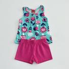 Conjunto 1/8 Kyly Blusa Verde Água Estampa Caracóis e Shorts Rosa Conjunto 1/8 Kyly Blusa Verde Água Estampa Caracóis e Shorts Rosa