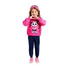 Conjunto 1/8 Kyly Casaco Rosa Panda e Calça -