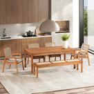 Conjunto 1 Banco 4 Cadeiras e 1 Mesa 180cm Traço