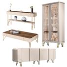 Conjunto 1 Cristaleira 1 Buffet 1 Aparador e 1 Mesa de Centro Texas/Virginia/Rennes Off White G26 - Gran Belo