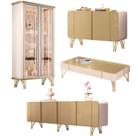 Conjunto 1 Cristaleira 2 Buffets e 1 Mesa de Centro Évora/Saluti/Benvenuto/Cadenza Off White/Champagne G26 - HB Móveis