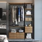 Conjunto 1 estante 3 gavetas + 1 arara 2 gavetas com cabideiro steel quadra mdp vermont preto fosco - artesano Conjunto 1 estante 3 gavetas + 1 arara 2 gavetas com cabideiro steel quadra mdp vermont preto fosco - artesano