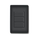 Conjunto 1 Interruptor Intermediário + 2 Paralelo Habitat Black - Fame