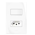 Conjunto 1 Interruptor Paralelo + 1 Tomada 2P+T 10A 250V~ com Placa 4x2 Inova Pró Alumbra Branco