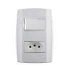 Conjunto 1 Interruptor Simples + 1 Tomada 10A 250V - Slim - Ilumi Conjunto 1 Interruptor Simples + 1 Tomada 10A 250V - Slim - Ilumi