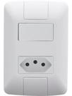 Conjunto 1 Interruptor Simples 6A e 1 Tomada 10A 3 Pinos Tramontina Aria