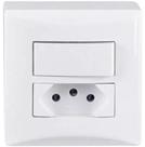 Conjunto 1 Interruptor Tecla Simples 1 Tomada 2P+T 10A 250V Sobrepor Sistema X Brava Iriel Branco