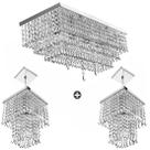 Conjunto 1 Luminária Queops + 2 Pendente Marry Cristal Acril