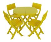 Conjunto 1 Mesa 4 Cadeira Dobrável Plástico Bar Varanda Açaí