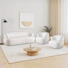 Conjunto 1 Sofá Orgânico 200cm e 2 Poltronas Base Fixa e Orgânicas Zoe Yescasa