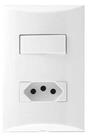 Conjunto 1 Tecla Interruptor Simples e 1 Tomada 2 Polos + Terra 10A 250V Embutir Brava Iriel Branco