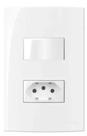 Conjunto 1 Tecla Interruptor Simples e 1 Tomada 2 Polos + Terra 10A 250V Embutir Sleek Branco Brilho