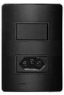 Conjunto 1 Tecla Paralela e 1 Tomada 2 Polos + Terra 10A 250V Embutir Revitá Soprano Preto Carbono