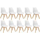 Conjunto 10 Cadeiras de Jantar Eames Wood Leda Design Estofada - Branco