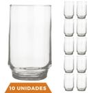 Conjunto 10 Copos Vidro Transparente 300ml Lights Suco Nadir