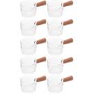 Conjunto 10 Molheiras de Vidro 50ml Lyor para Caldas Molhos Mel Restaurante com Cabo Bambu