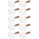 Conjunto 10 Molheiras de Vidro 50ml Lyor para Caldas Molhos Mel Restaurante com Cabo Bambu