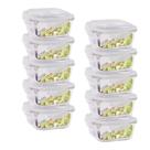 Conjunto 10 Potes de Vidro 520ml Hermético 4 Travas Marmita