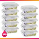 Conjunto 10 Potes Vidro Hermético Mantimentos Marmita 370ml