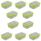 Conjunto 10 Potinhos Transparente Marmita Com Tampa 500ml Amarelo