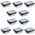 Conjunto 10 Potinhos Transparente Marmita Com Tampa 500ml Preto Conjunto 10 Potinhos Transparente Marmita Com Tampa 500ml Preto
