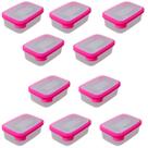 Conjunto 10 Potinhos Transparente Marmita Com Tampa 500ml Rosa