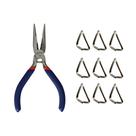 Conjunto 100 Triangulos 8mm Chaveiro Argola Alicate Ajuste