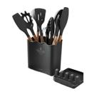 Conjunto 11 Pçs Silicone Madeira Balde Suporte Cozinha Casa COR:CINZA