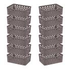 Conjunto 12 Cestos Multiuso Empilhável Organizador De Gavetas Lavanderia Prático Versátil Decorativo