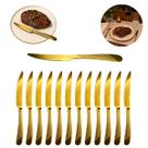 Conjunto 12 Facas Mesa Dourada 23cm Talher Premium Elegante