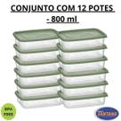 Conjunto 12 Potes Retangular Graduado Para Marmitas 800 ml