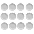 Conjunto 12 Pratos Rasos de Porcelana Branca 26,5cm Diamante