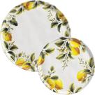 Conjunto 12 Pratos Rasos Sobremesa em Cerâmica Porto Brasil Limonata Decorado Conjunto 12 Pratos Rasos Sobremesa em Cerâmica Porto Brasil Limonata Decorado
