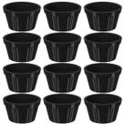 Conjunto 12 Ramekins Pretos Canelados 90ml Potes Bowls Pequenos Uno Coza em Polipropileno