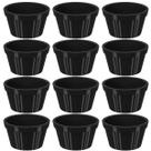 Conjunto 12 Ramekins Pretos Canelados 90ml Potes Bowls Pequenos Uno Coza em Polipropileno