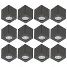 Conjunto 12 Spots de Sobrepor Zoom Luminária de Teto Preto Bivolt Dital Sala Cozinha Escritório