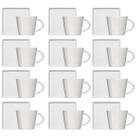 Conjunto 12 Xícaras Café Chá Porcelana Branca 185ml Píres Quadrado Americana Germer