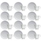 Conjunto 12 Xícaras de Café com Pires 80ml Relevo Cottage Porcelana Branco Chávena Germer Conjunto 12 Xícaras de Café com Pires 80ml Relevo Cottage Porcelana Branco Chávena Germer