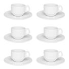 Conjunto 12 Xícaras de Cafezinho com pires Empilhável 75ml Branca Oxford